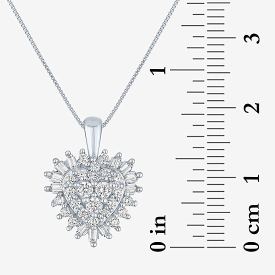 (I1-I2/G-H) Womens 1/2 CT. T.W. Lab Grown White Diamond 10K Gold Heart 18 Inch Pendant Necklace