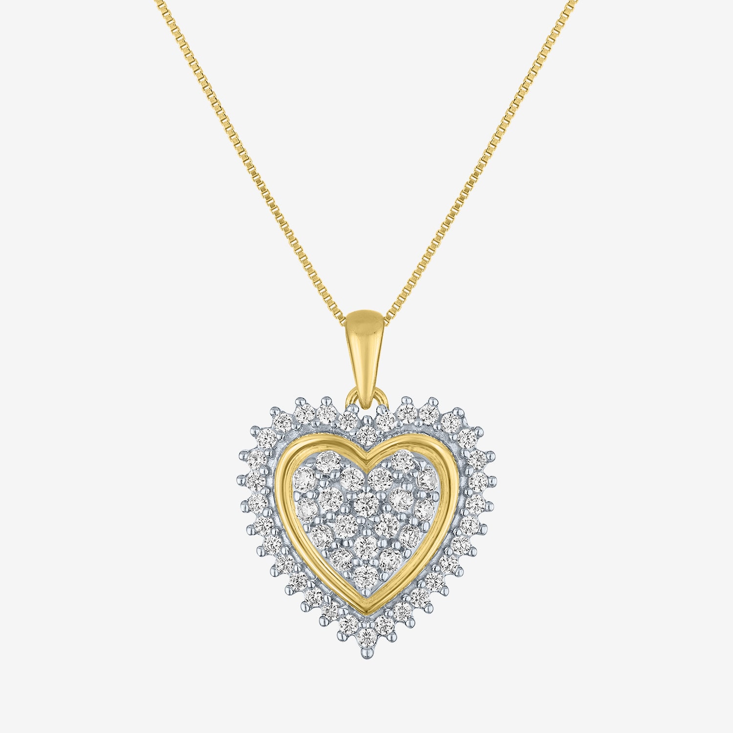 (I1-I2/G-H) Womens 1/2 CT. T.W. Lab Grown White Diamond 10K Gold Heart 18 Inch Pendant Necklace