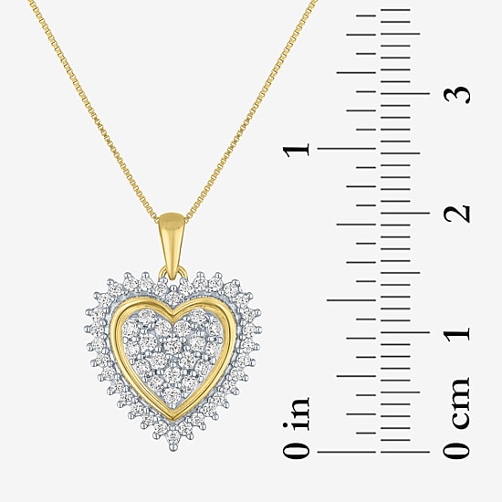 (I1-I2/G-H) Womens 1/2 CT. T.W. Lab Grown White Diamond 10K Gold Heart 18 Inch Pendant Necklace