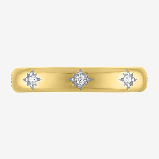 (G-H / I1-I2) Womens 1/10 CT. T.W. Lab Grown White Diamond 10K Gold Star Band
