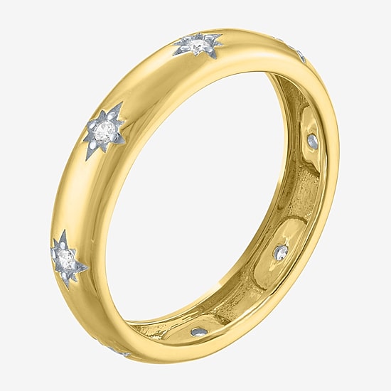(G-H / I1-I2) Womens 1/10 CT. T.W. Lab Grown White Diamond 10K Gold Star Band