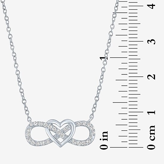 Yes, Please! Womens Lab Created White Sapphire Sterling Silver Heart Infinity 18 Inch Pendant Necklace