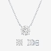 Timeless Yes, Please! Womens Lab Created White Sapphire Sterling Silver Round 2-pc. Jewelry Set