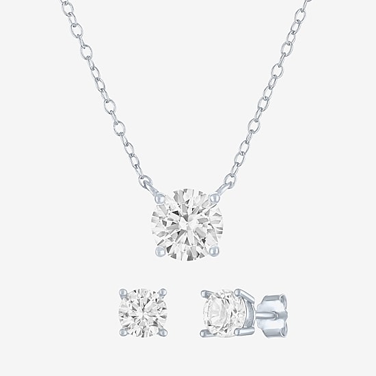 Yes, Please! Womens Lab Created White Sapphire Sterling Silver Round 2-pc. Jewelry Set