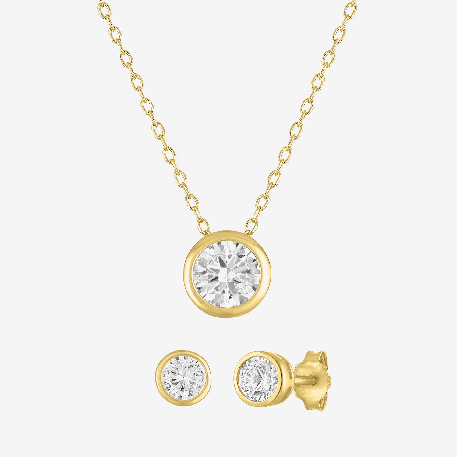 Yes, Please! Womens Lab Created White Sapphire 14K Gold Over Silver Round 2-pc. Jewelry Set