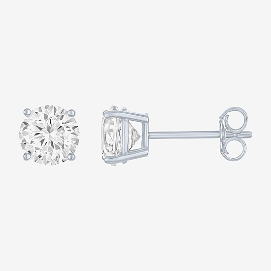 Yes, Please! Womens Lab Created White Sapphire Sterling Silver 2 Pair Earring Set