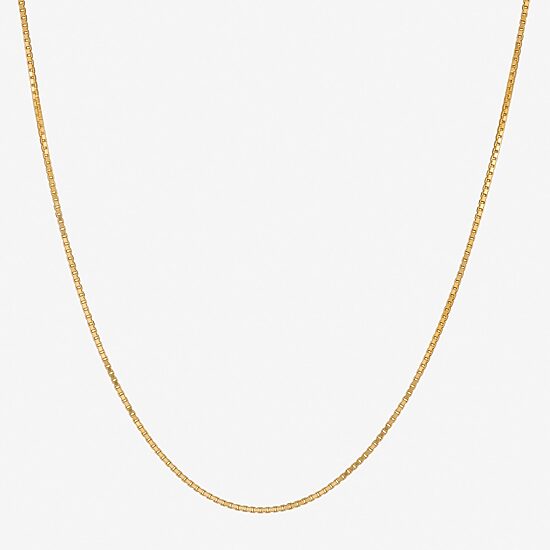Made in Italy Womens 24K Gold Over Silver 18 Inch Box Chain Necklace