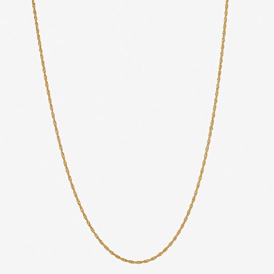 Made in Italy Womens 24K Gold Over Silver 24 Inch Singapore Chain Necklace