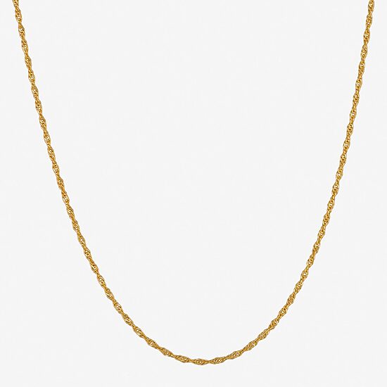 Made in Italy Womens 24K Gold Over Silver 18 Inch Singapore Chain Necklace