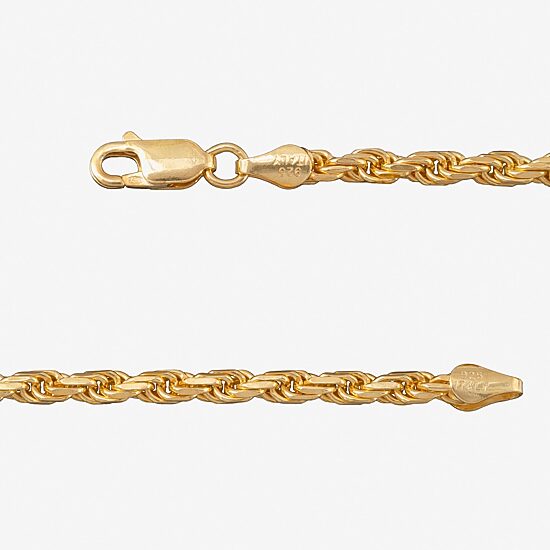 Made in Italy Mens 24K Gold Over Silver 24 Inch Rope Chain Necklace