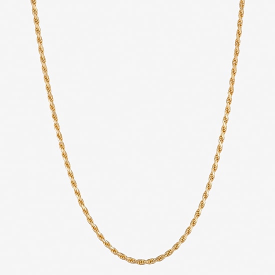 Made in Italy Mens 24K Gold Over Silver 24 Inch Rope Chain Necklace