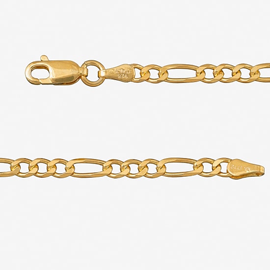 Made in Italy Mens 24K Gold Over Silver 24 Inch Figaro Chain Necklace