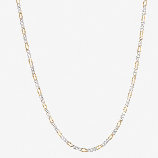 Made in Italy Womens 24K Gold Over Silver 20 Inch Figaro Chain Necklace