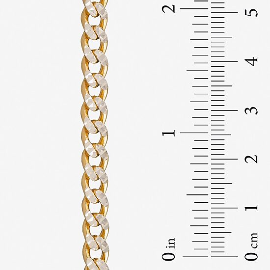 Unisex Adult 24K Gold Over Silver 7.5 Inch Solid Curb Chain Bracelet