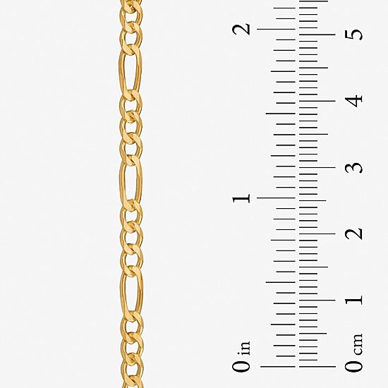 Unisex Adult 24K Gold Over Silver 9 Inch Solid Figaro Chain Bracelet