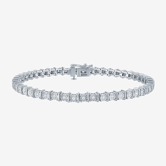 (G-H/ I1-I2) Womens 1/2 CT. T.W. Lab Grown White Diamond Sterling Silver 7.25 Inch Tennis Bracelet