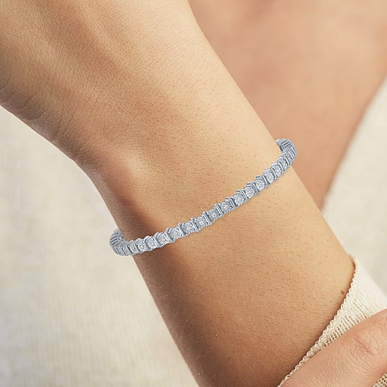 (G-H/ I1-I2) Womens 1/2 CT. T.W. Lab Grown White Diamond Sterling Silver 7.25 Inch Tennis Bracelet