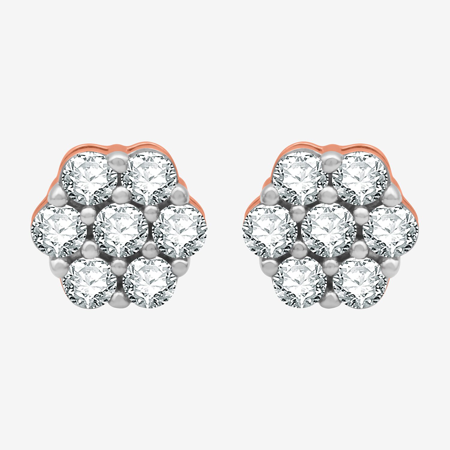 Diamond Blossom (I-J / I3) 1 CT. T.W. Natural White 10K Gold 8.7mm Stud Earrings