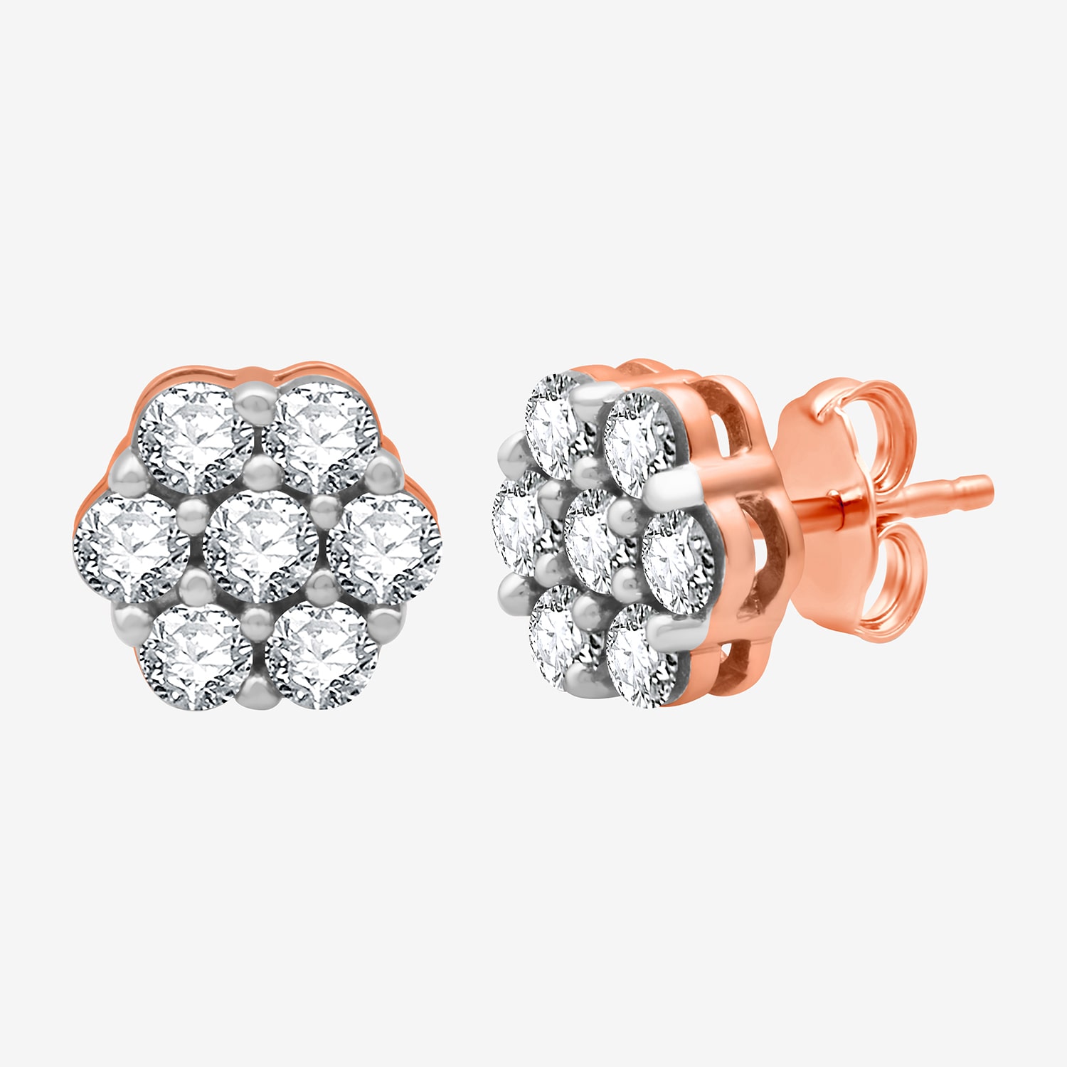 Diamond Blossom (I-J / I3) 1 CT. T.W. Natural White 10K Gold 8.7mm Stud Earrings