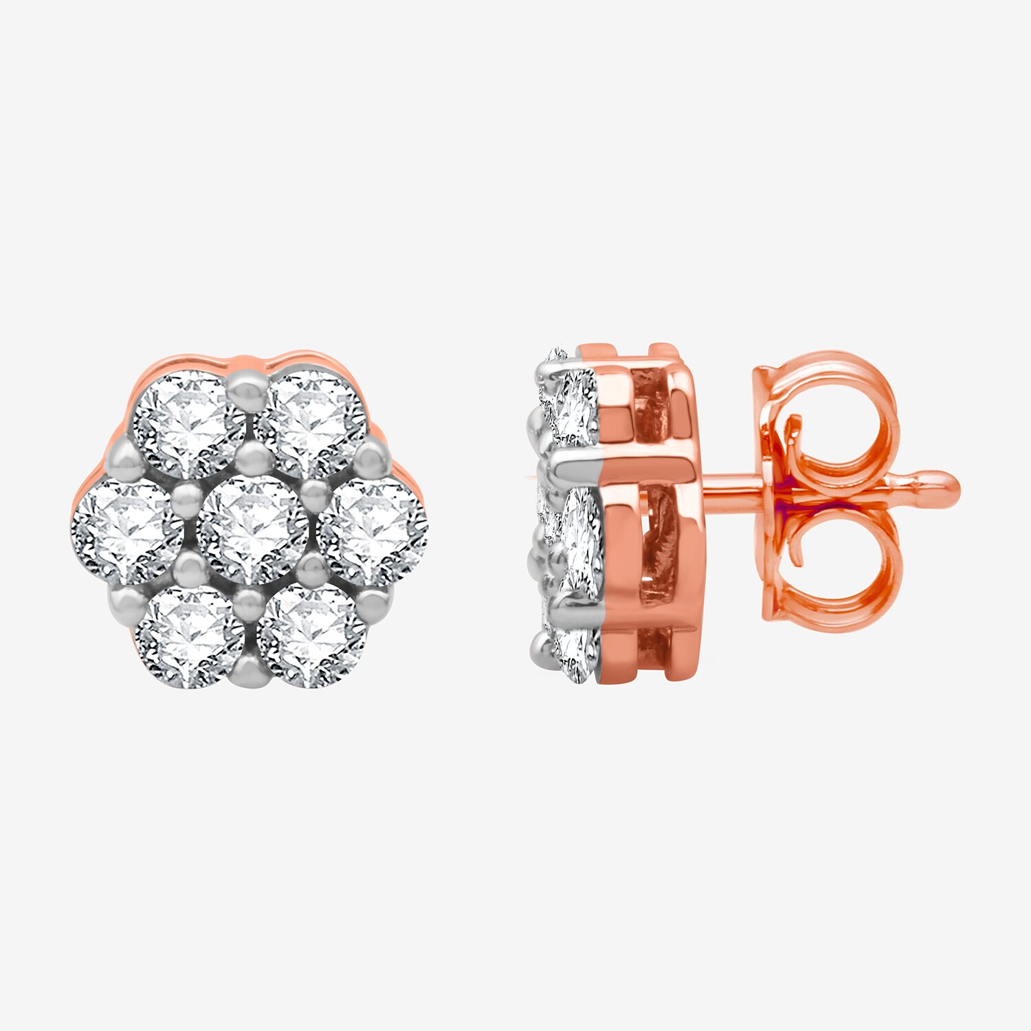 Diamond Blossom (I-J / I3) 1 CT. T.W. Natural White 10K Gold 8.7mm Stud Earrings