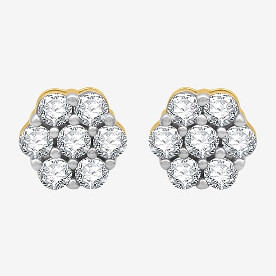Diamond Blossom (I-J / I3) 1 CT. T.W. Natural White Diamond 10K Gold 8.7mm Stud Earrings