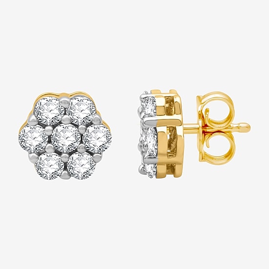 Diamond Blossom (I-J / I3) 1 CT. T.W. Natural White Diamond 10K Gold 8.7mm Stud Earrings