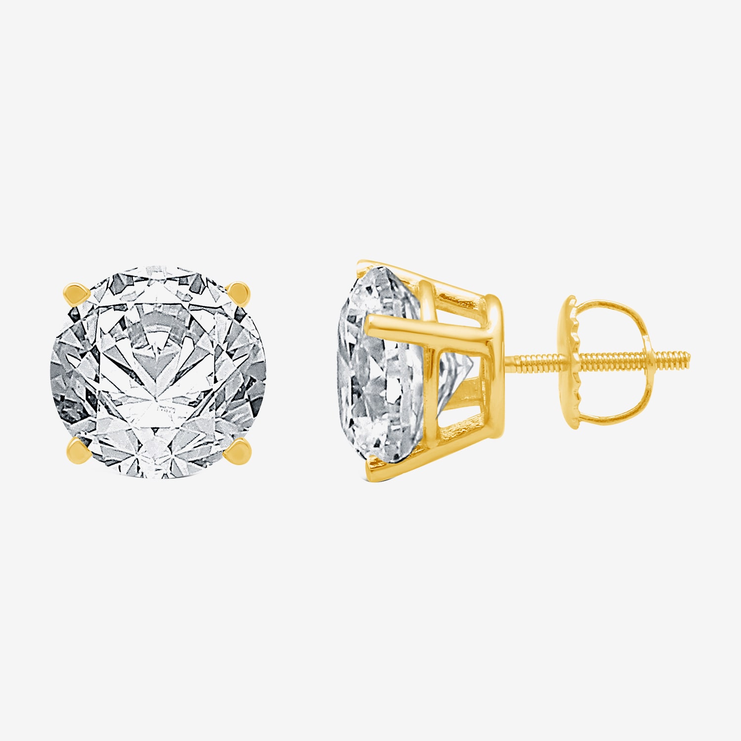 (G / SI1-SI2) Ever Star 2 1/4 CT. T.W. Lab Grown White Diamond 14K Gold 6.8mm Stud Earrings