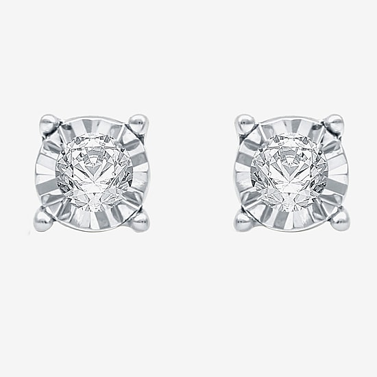 1/6 CT. T.W. Natural White Diamond 5.6mm Sterling Silver Stud Earrings