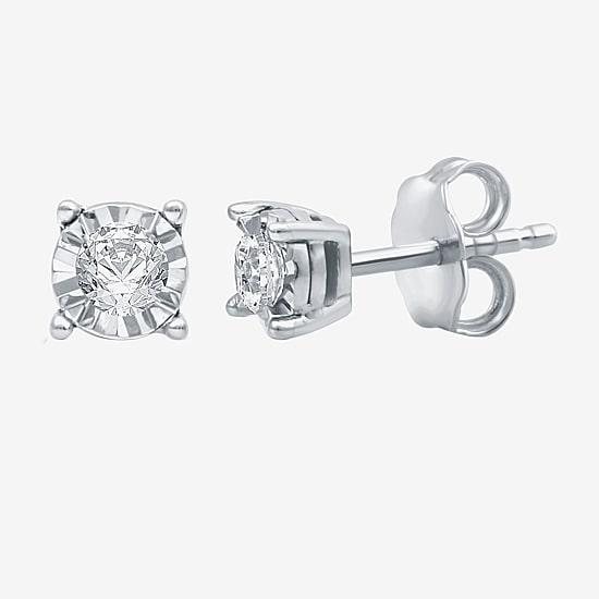 1/6 CT. T.W. Natural White Diamond 14K Gold Over Silver 5.6mm Round Stud Earrings