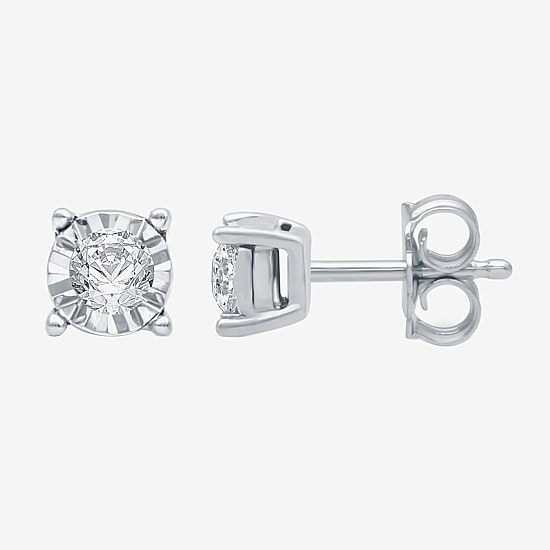 1/6 CT. T.W. Natural White Diamond 14K Gold Over Silver 5.6mm Round Stud Earrings