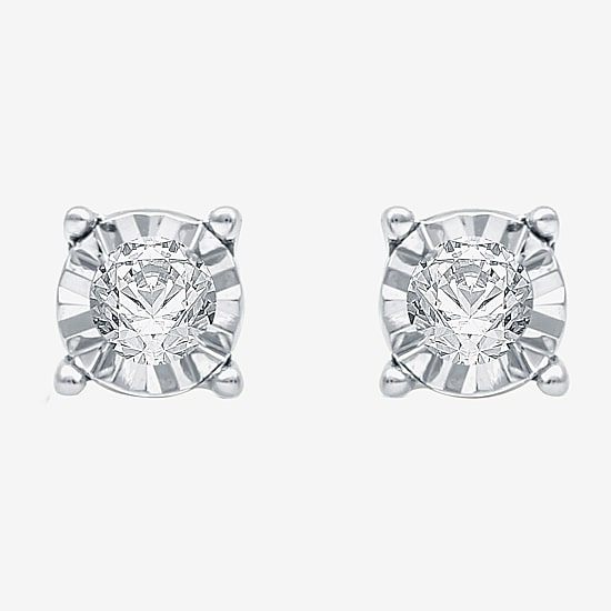 1/6 CT. T.W. Natural White Diamond 14K Gold Over Silver 5.6mm Round Stud Earrings