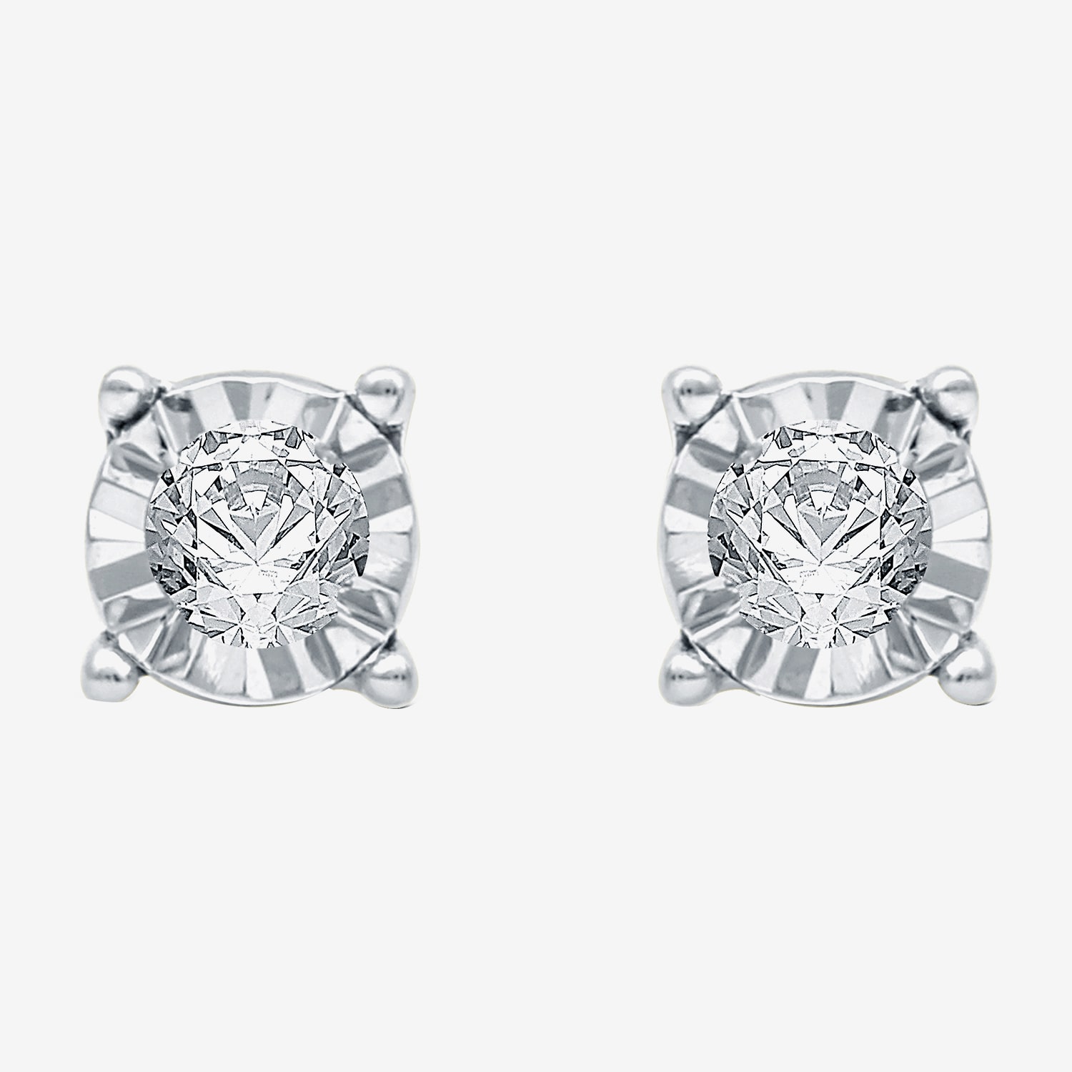 1/6 CT. T.W. Natural White Diamond 14K Gold Over Silver 5.6mm Round Stud Earrings