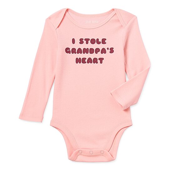Okie Dokie Baby Girls Round Neck Long Sleeve Rib Bodysuit