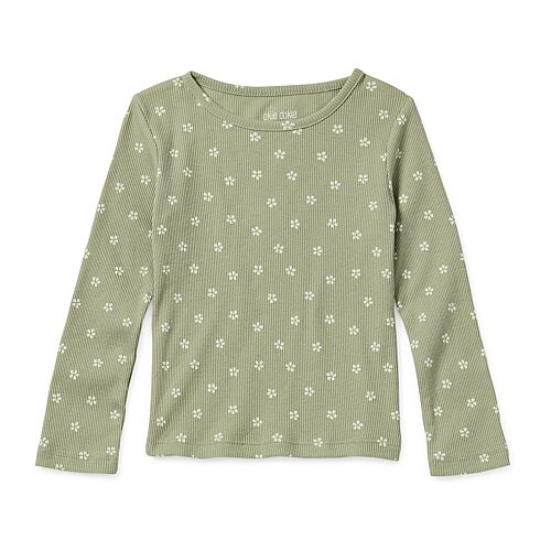 Okie Dokie Toddler & Little Girls Crew Neck Long Sleeve T-Shirt, 12 Months, Green