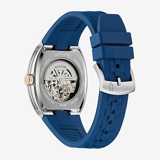 Bulova Maquina Mens Automatic Blue Strap Watch 98a318