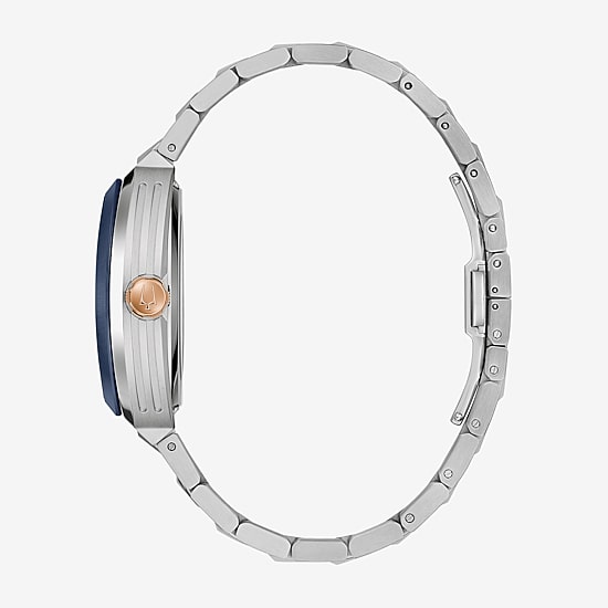 Bulova Maquina Mens Automatic Silver Tone Stainless Steel Bracelet Watch 98a319