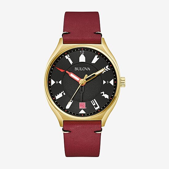 Bulova Frank Lloyd Mens Automatic Leather Strap Watch 97a192