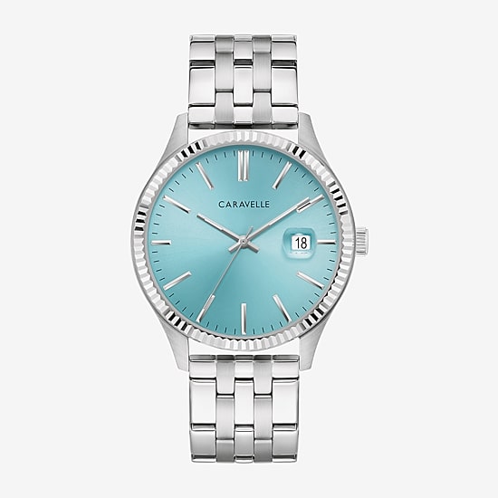 Caravelle Designed By Bulova Mens Silver Tone Stainless Steel Bracelet Watch 43b174