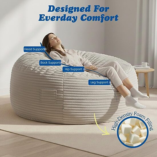 Sealy® Bala Corduroy Memory Foam Bean Bag Chair