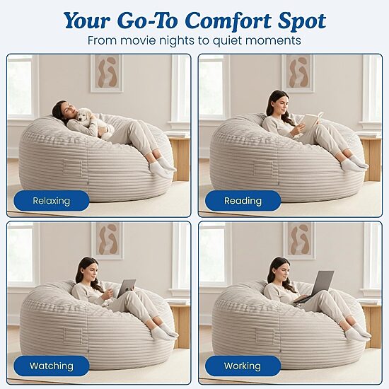Sealy® Bala Corduroy Memory Foam Bean Bag Chair