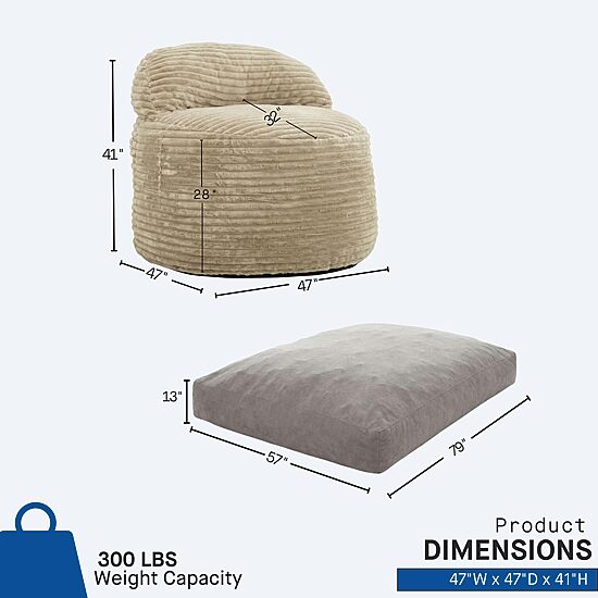 Sealy® Teddy 2-in-1 Memory Foam Bean Bag Chair