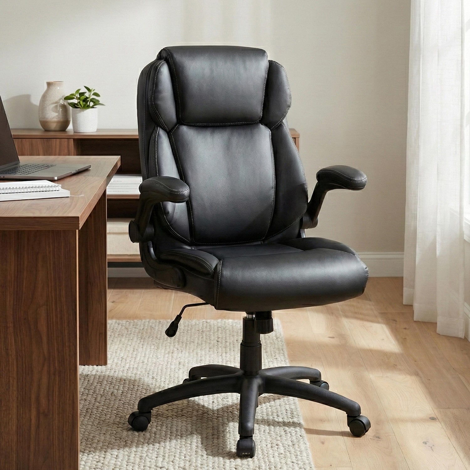 Sealy Atlas Bonded Ergonomic Design Adjustable Height Office Chair in Black