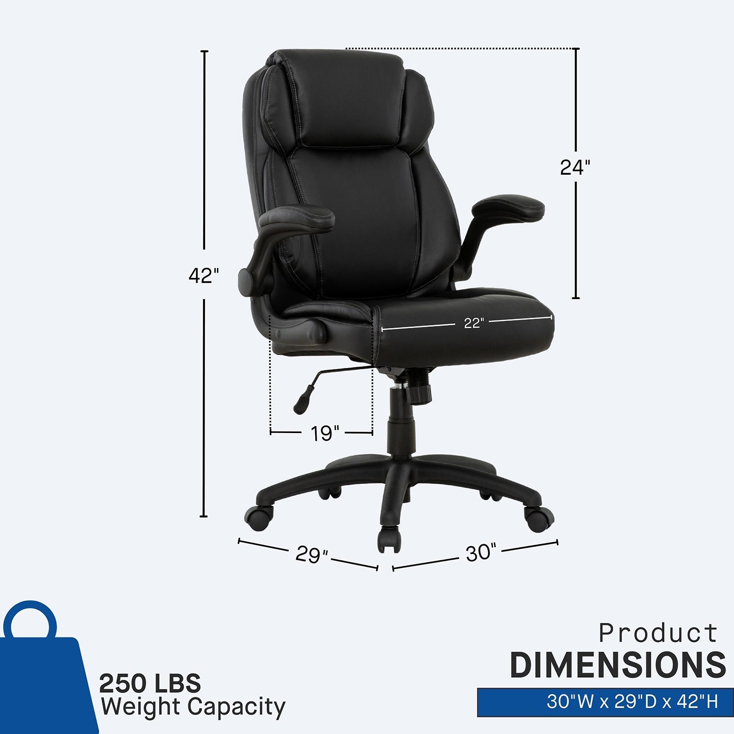 Sealy Atlas Bonded Ergonomic Design Adjustable Height Office Chair in Black