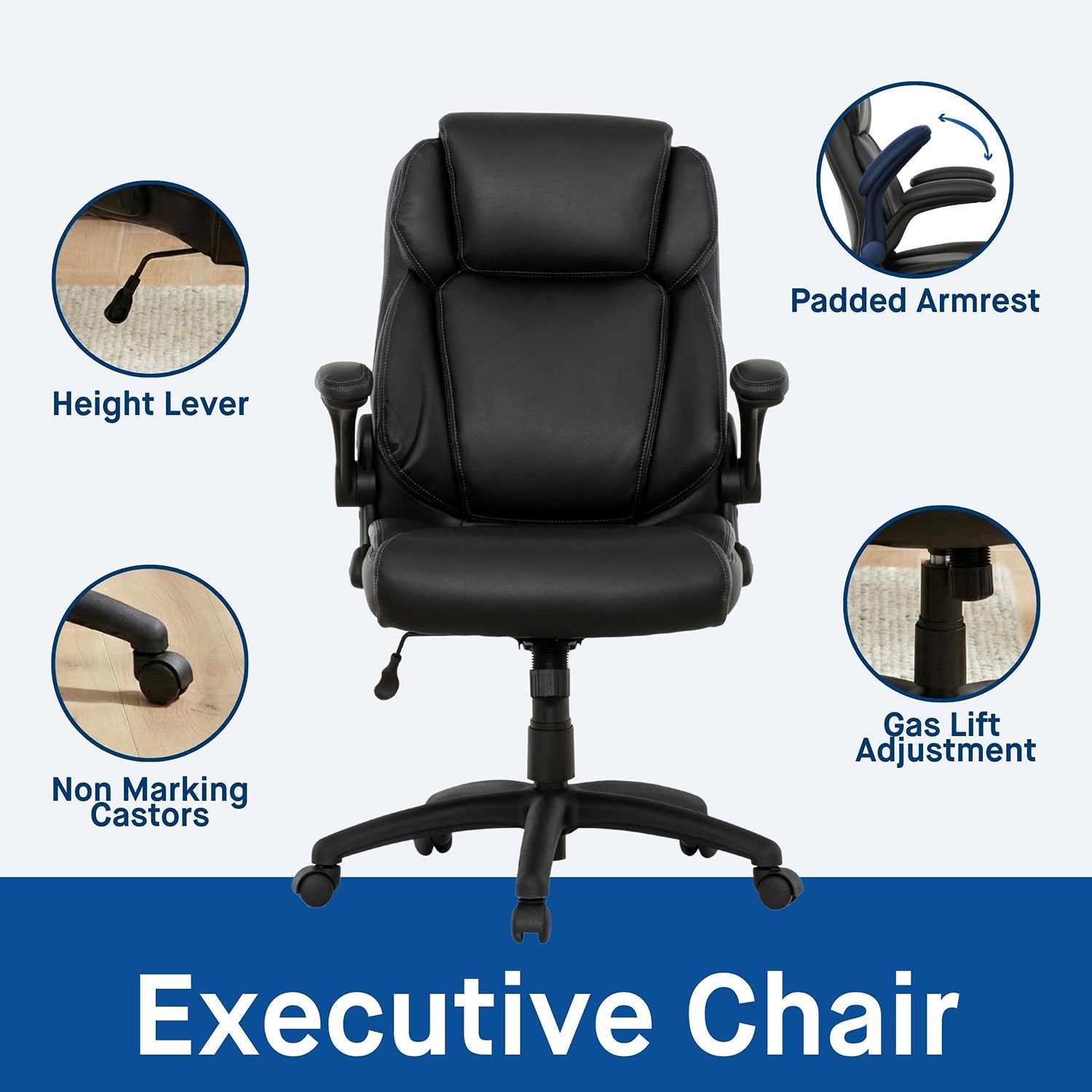 Sealy Atlas Bonded Ergonomic Design Adjustable Height Office Chair in Black