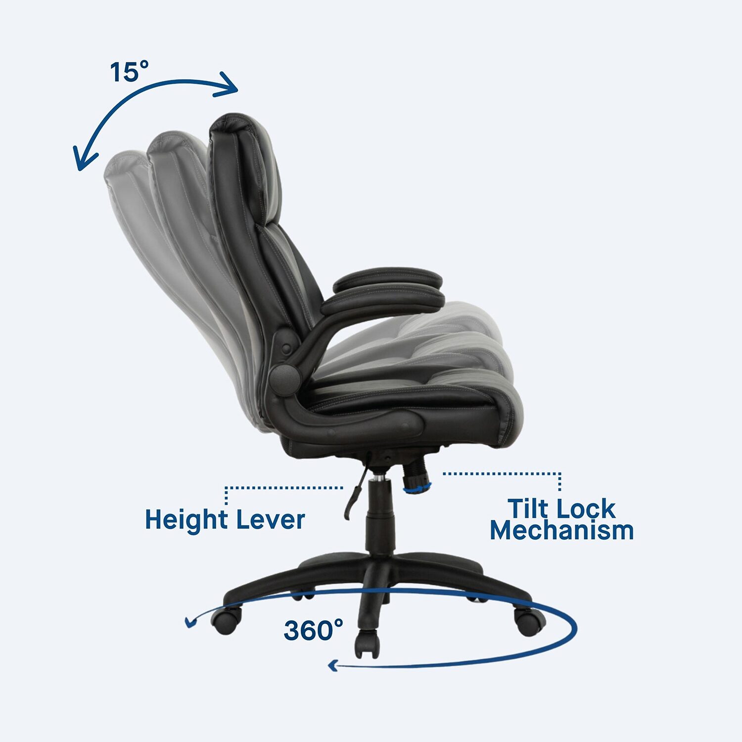 Sealy Atlas Bonded Ergonomic Design Adjustable Height Office Chair in Black