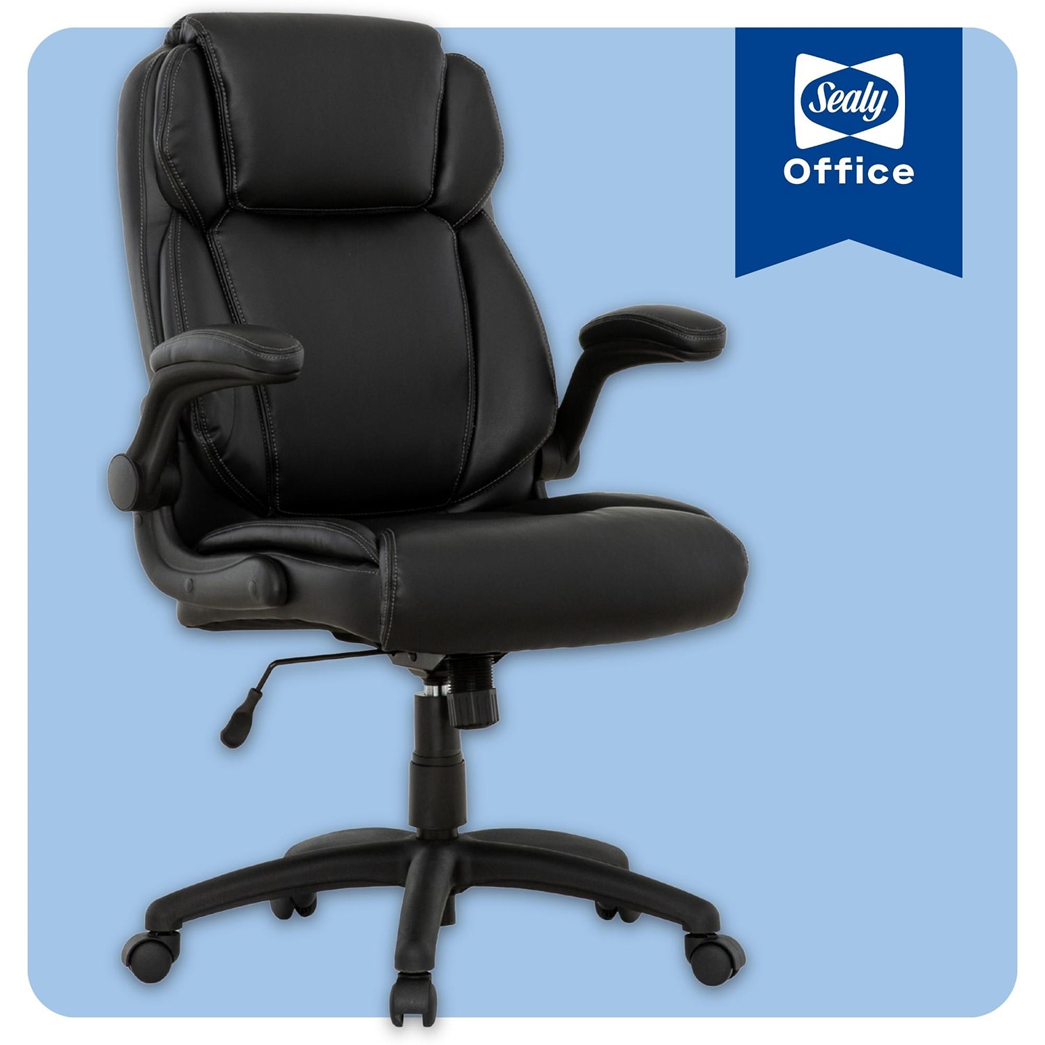 Sealy Atlas Bonded Ergonomic Design Adjustable Height Office Chair in Black