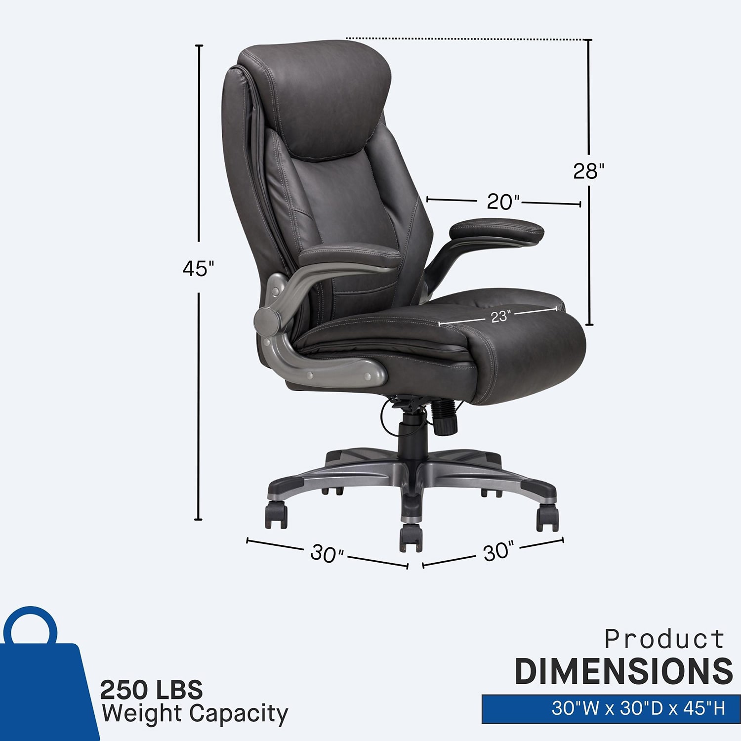 Sealy Ryder Ergonomic Design Adjustable Height Office Chair in Gray