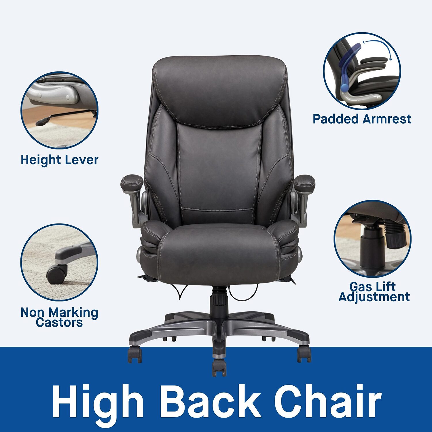 Sealy Ryder Ergonomic Design Adjustable Height Office Chair in Gray