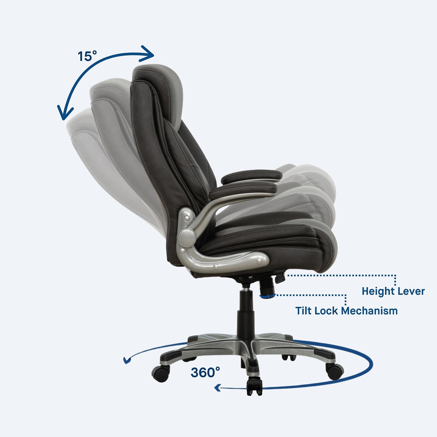 Sealy Ryder Ergonomic Design Adjustable Height Office Chair in Gray