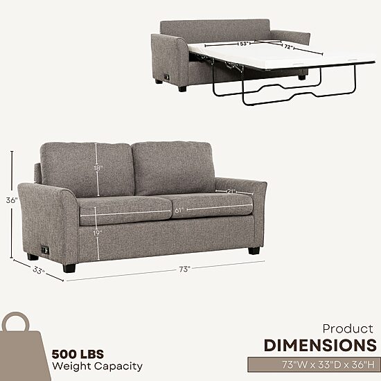 Honor Curved Slope-Arm Sleeper Sofa